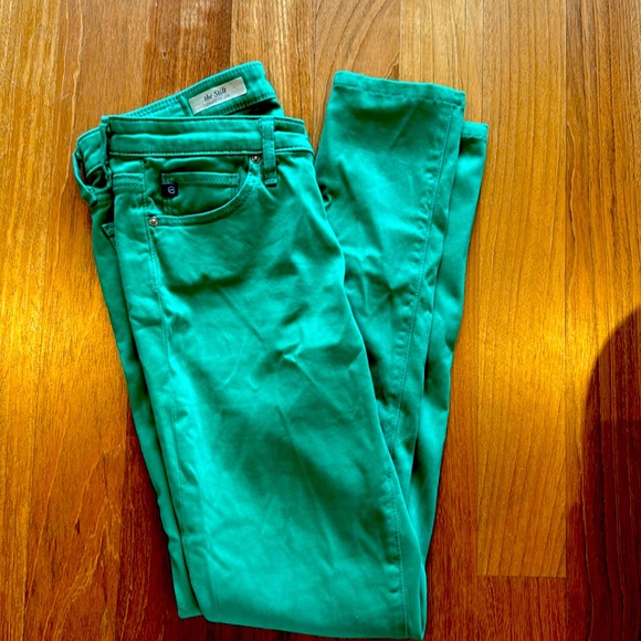 AG Adriano Goldschmied The Stilt Cigarette Leg Green Jeans Women's Size 26R - Picture 5 of 8